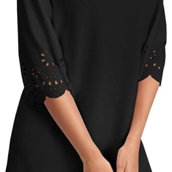 Roz & Ali Off-the-Shoulder Flowy Boho Black Shift  Dress XS - Picture 5 of 7